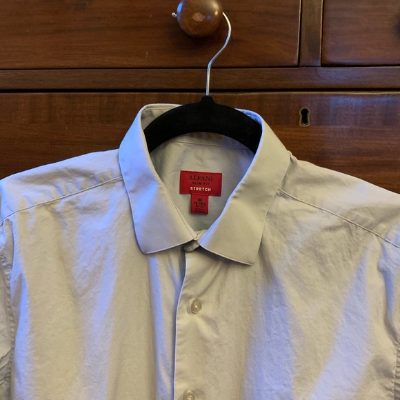 Alfani slim fit mens dress shirt, smoke blue color - Picture 4 of 12